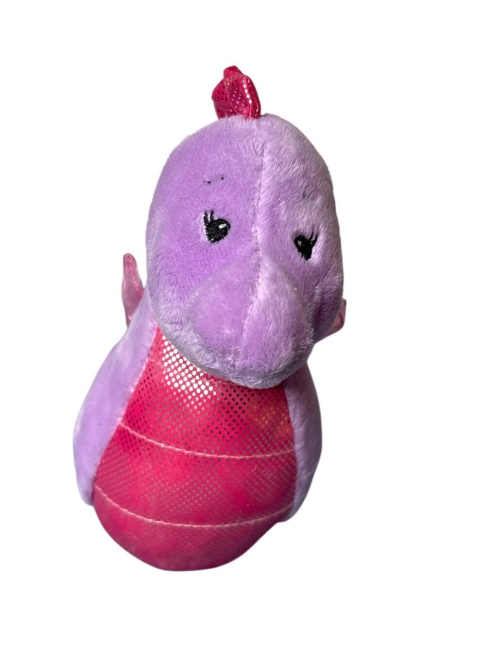 Baby Ganz Wave Babies Seahorse Beanie Plush Stuffed Animal Rattle Pink Purple 7"